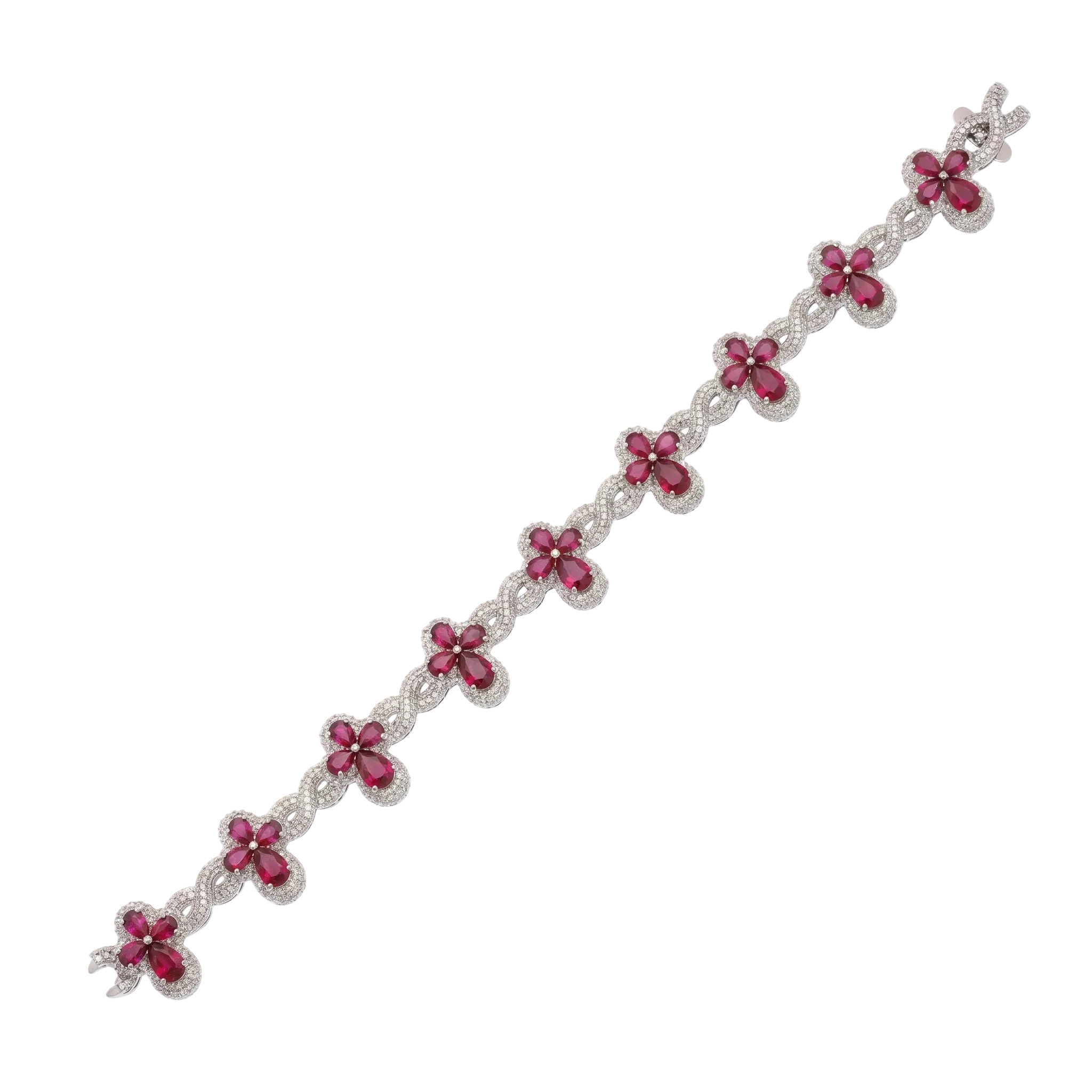 Rhodium Plated 925 Sterling Silver Moissanite Infinity Cross Bracelet - MGMB00113
