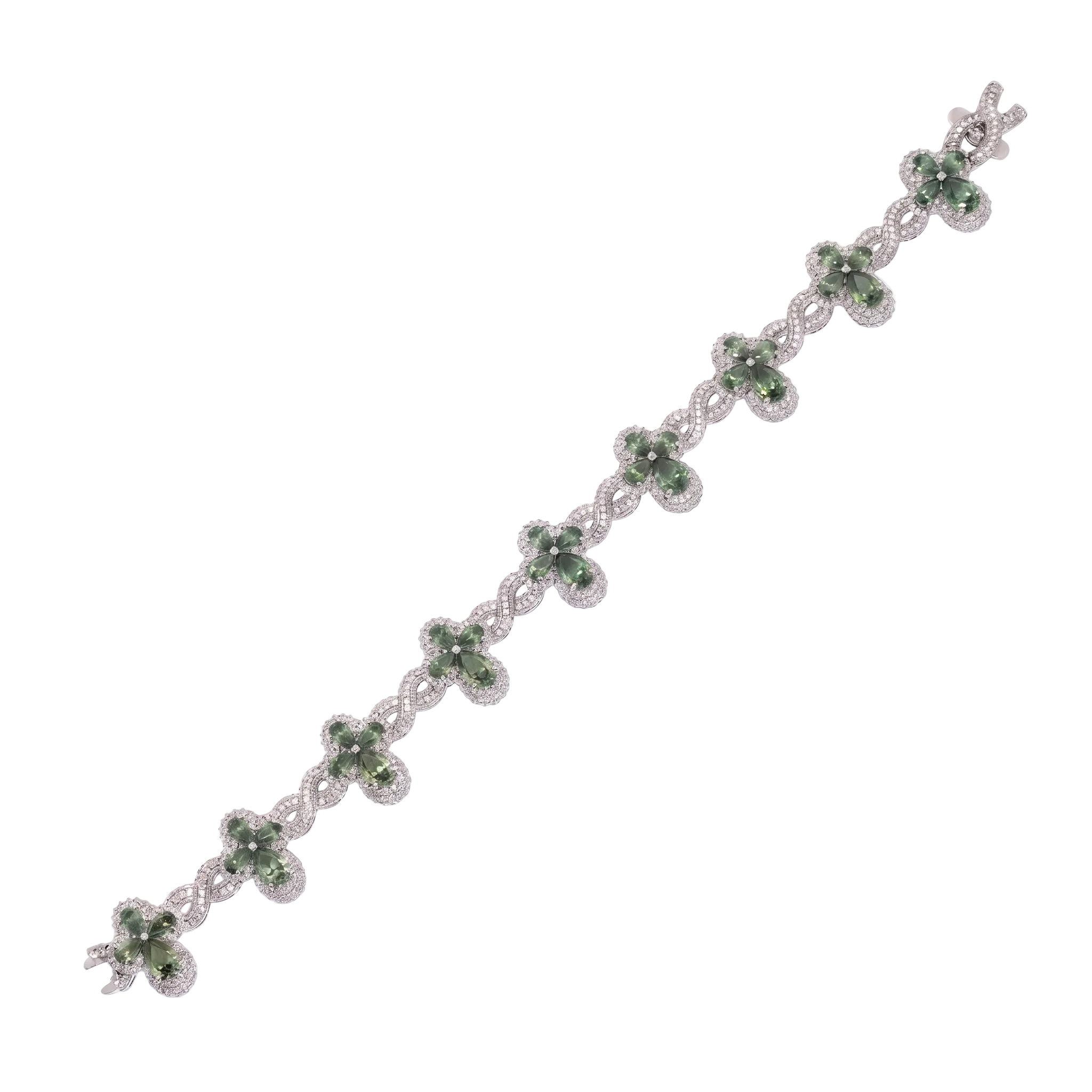 Rhodium Plated 925 Sterling Silver Moissanite Infinity Cross Bracelet - MGMB00113
