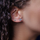 Pendiente redondo de moissanita en plata de ley 925 rodiada - MGME00006