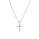 Rhodium Plated 925 Sterling Silver Moissanite Cross 9.6mm x 17.5mm Pendant - MGMN00020