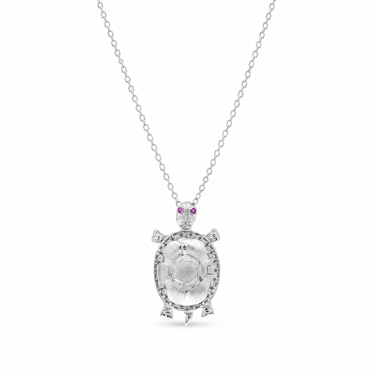 Collar con colgante de búho de moissanita móvil de plata de ley 925 chapado en rodio - MGMN00028