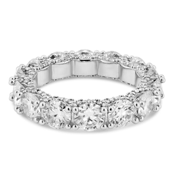 Rhodium Plated925 Sterling Silver Moissanite Eternity Band Ring - MGMR00003