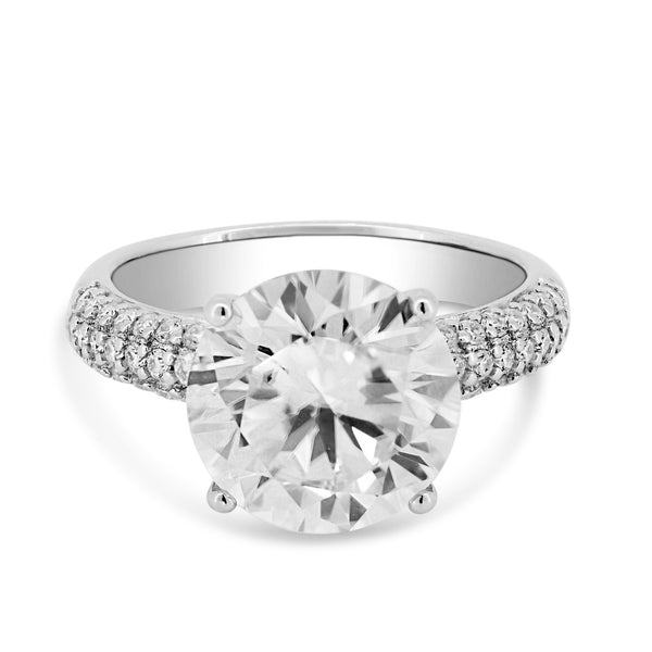 925 Sterling Silver Rhodium Round Engagement Moissanite Ring - MGMR00005
