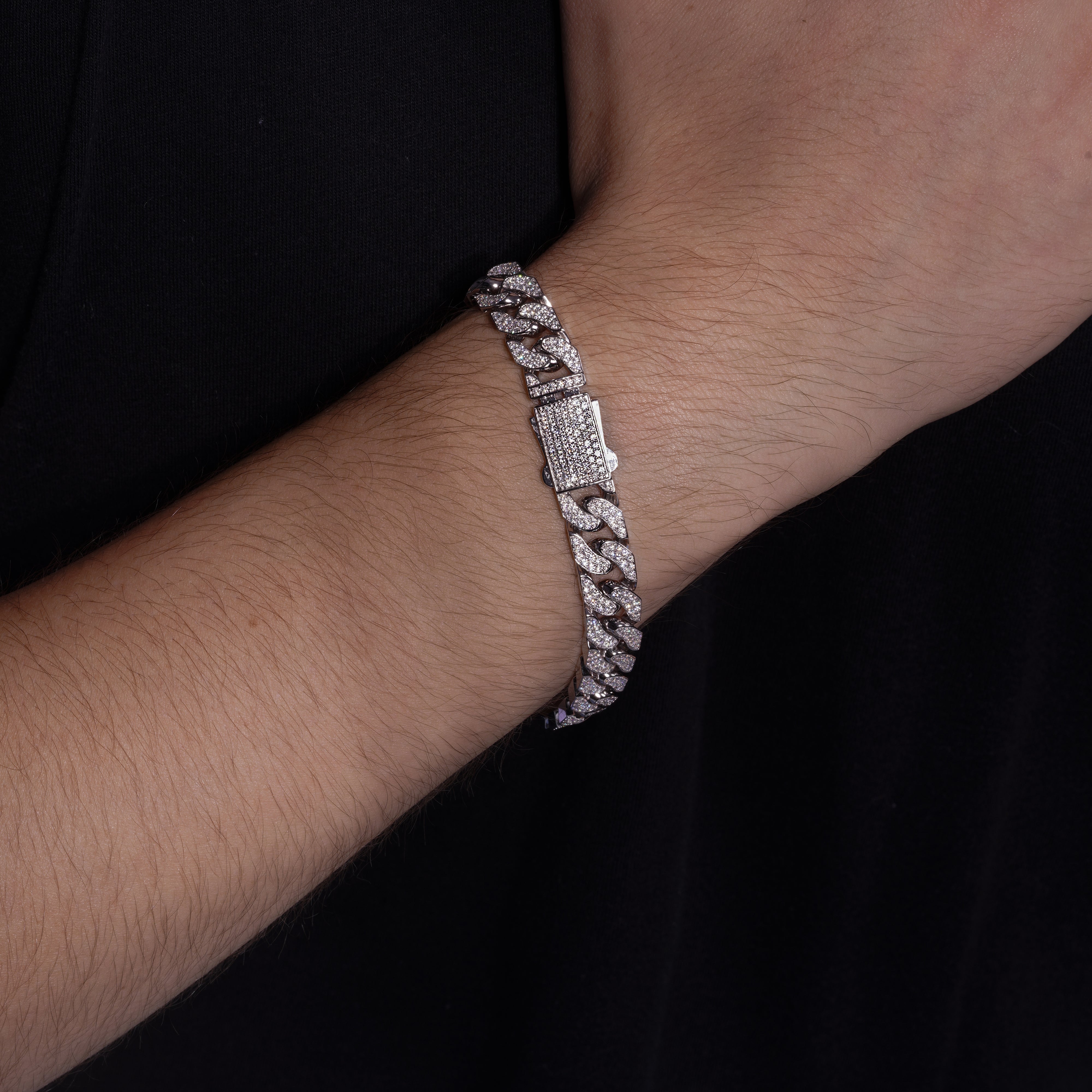 Collar de tenis con halo de moissanita en plata de ley 925 rodiada - MGMN00004