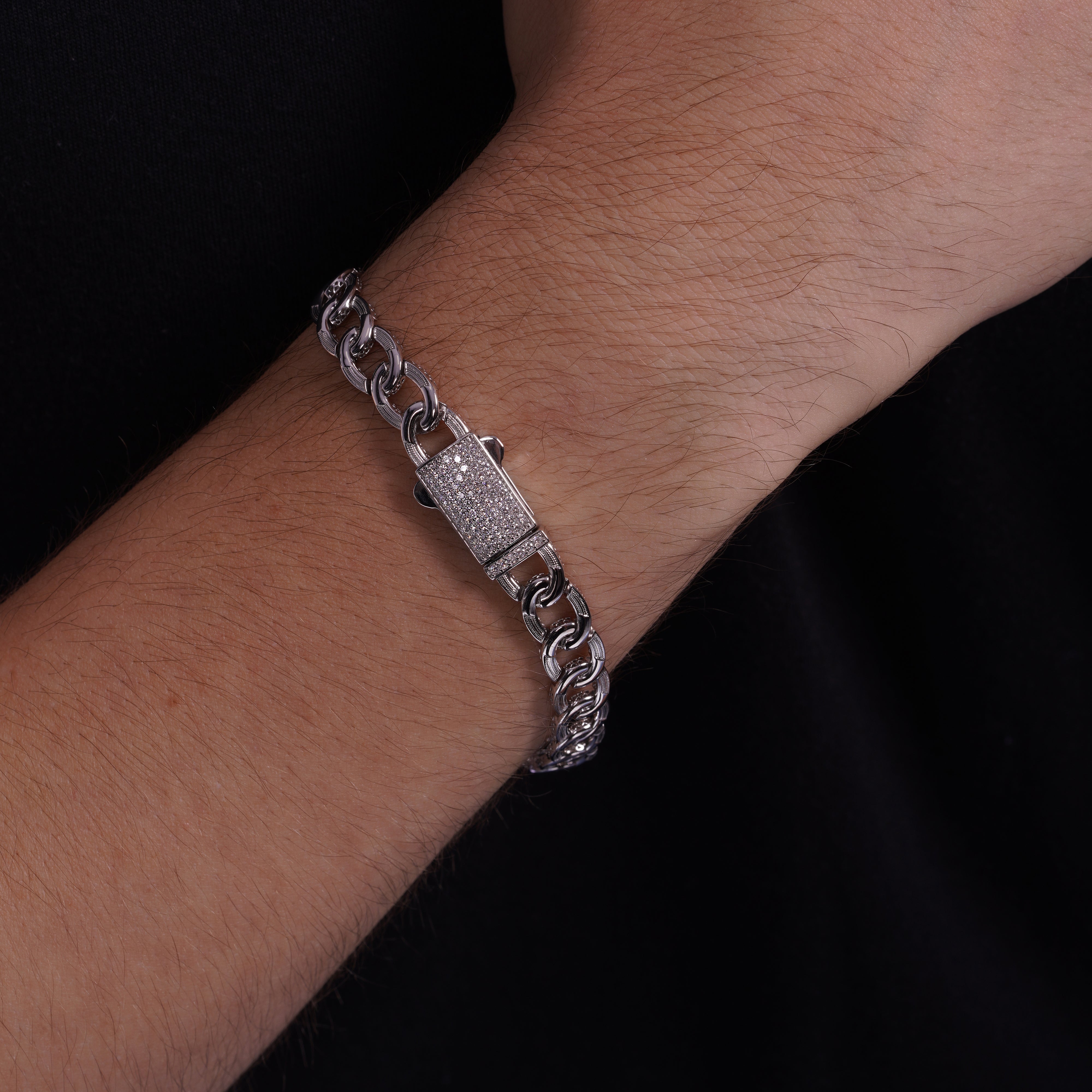 Collar de tenis con halo de moissanita en plata de ley 925 rodiada - MGMN00004