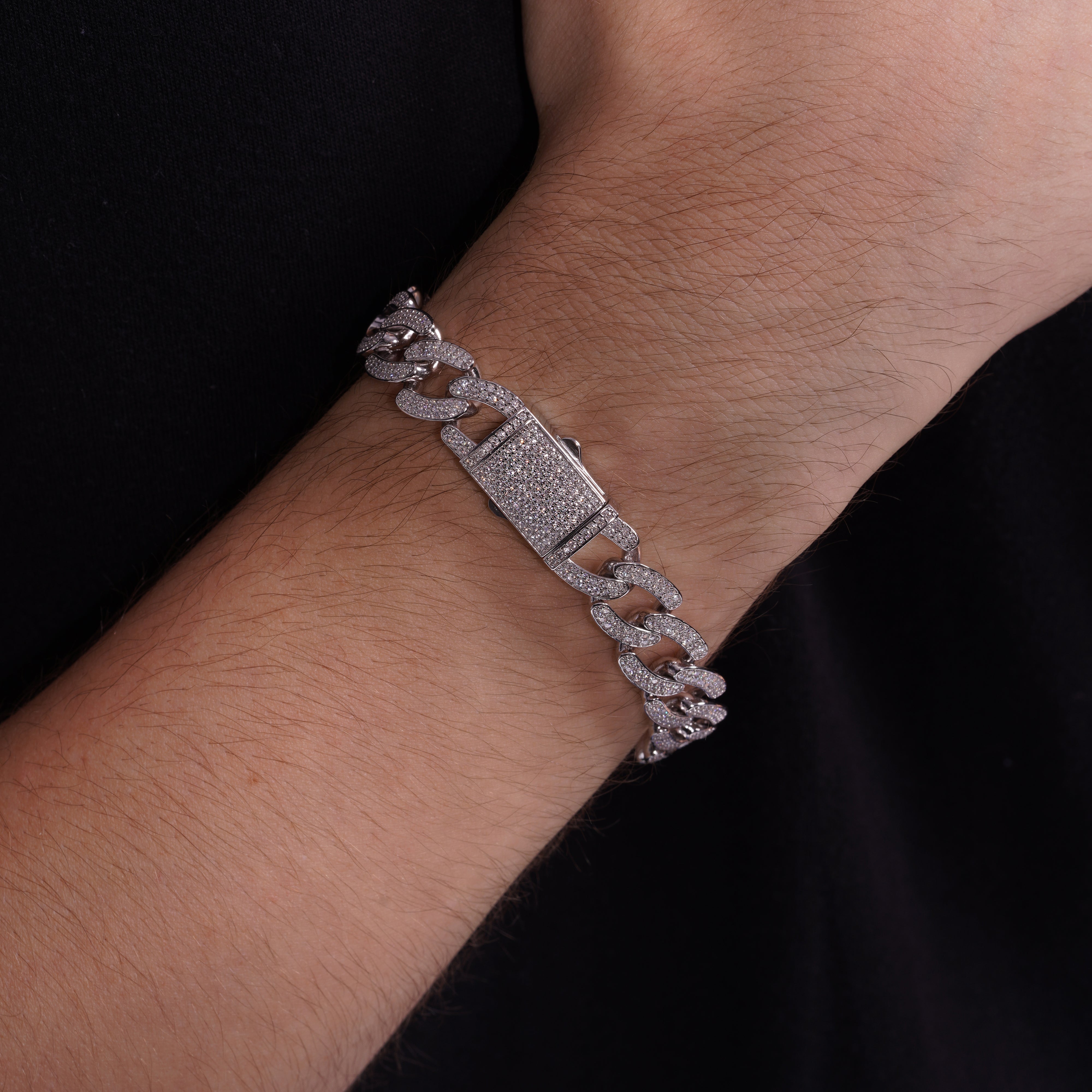 Collar de tenis con halo de moissanita en plata de ley 925 rodiada - MGMN00004