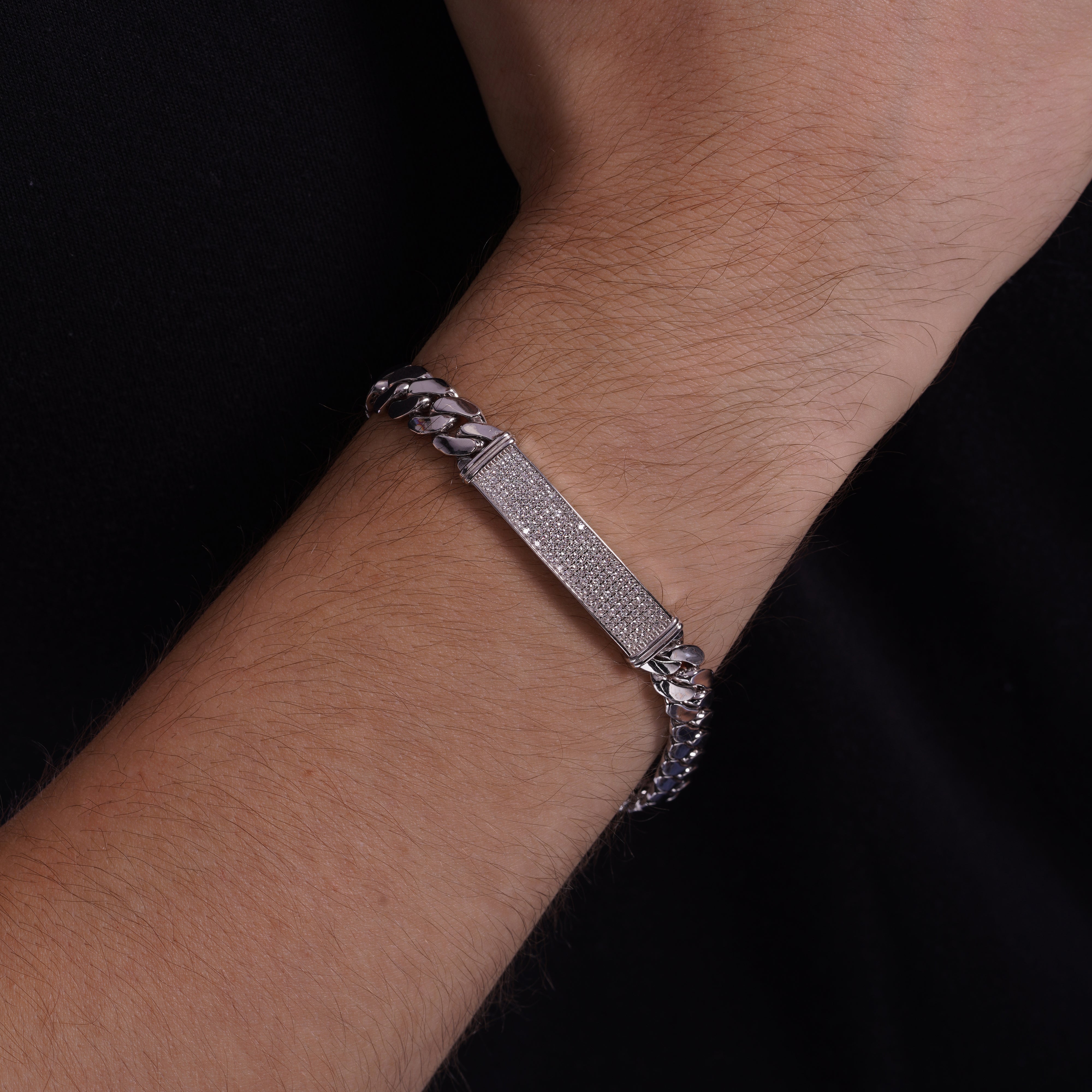 Collar de tenis con halo de moissanita en plata de ley 925 rodiada - MGMN00004