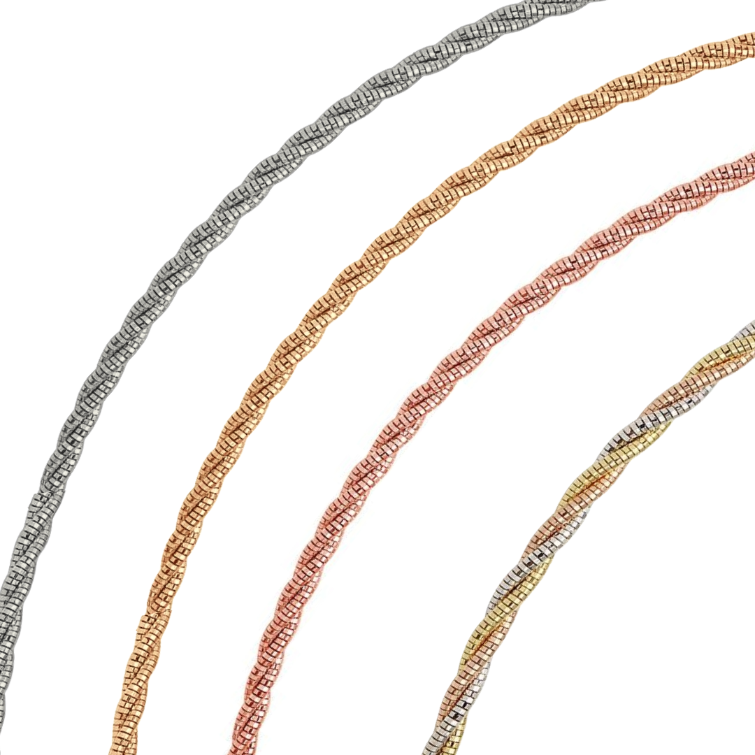 Sterling Silver Rose Gold Plated Spring Omega Chains