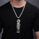 Colgante de cruz de plata de ley 925 rodiada con corte de diamante y circonita cúbica transparente de 26,5 mm x 38,4 mm - GMP00186