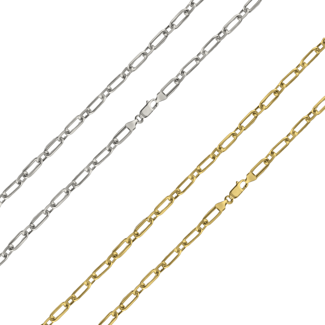 925 Sterling Silver Alternating Link Paperclip Chain