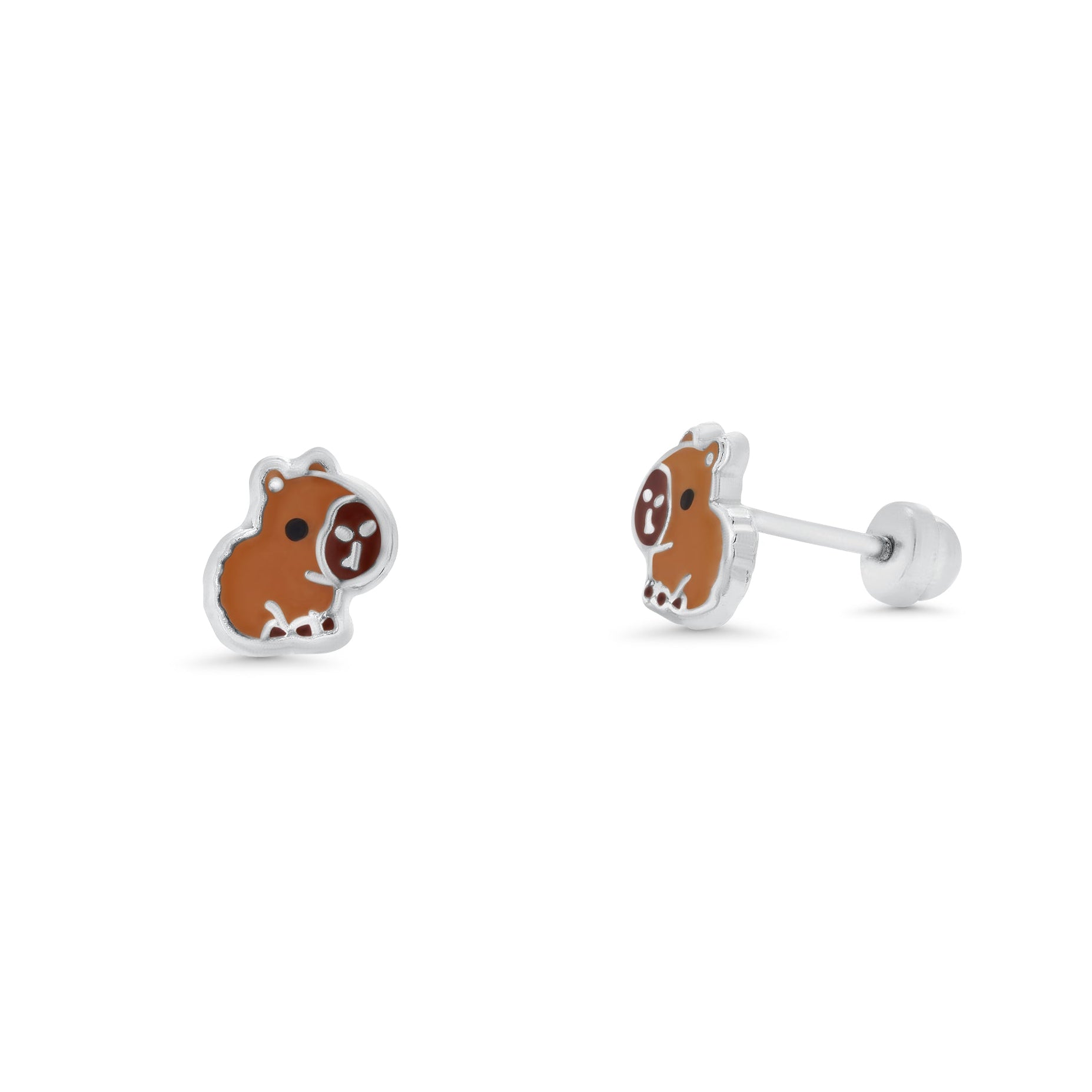 High Polished 925 Silver Capybara Earrings- SIL00016