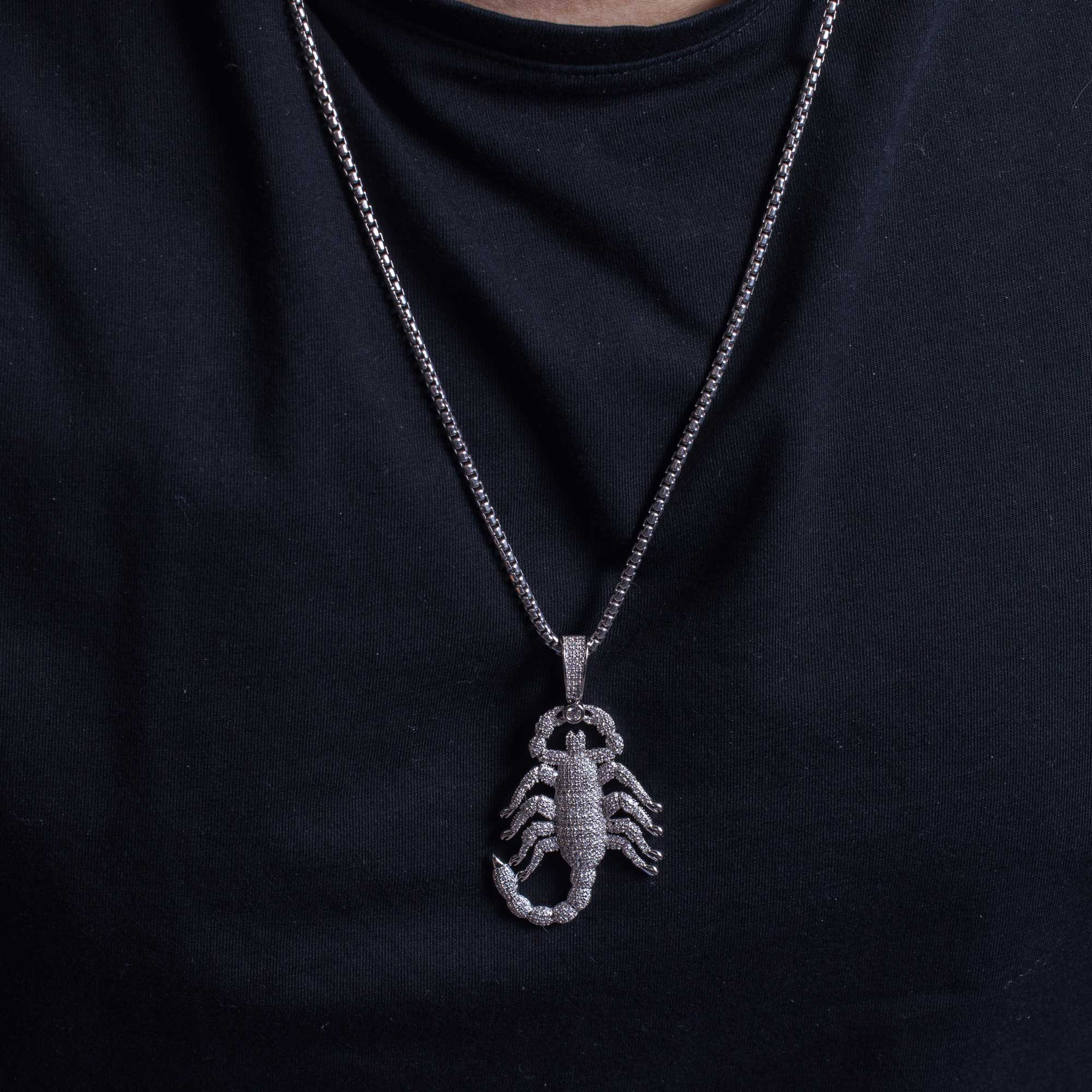 Rhodium Plated 925 Sterling Silver Scorpion Hip Hop Pendant