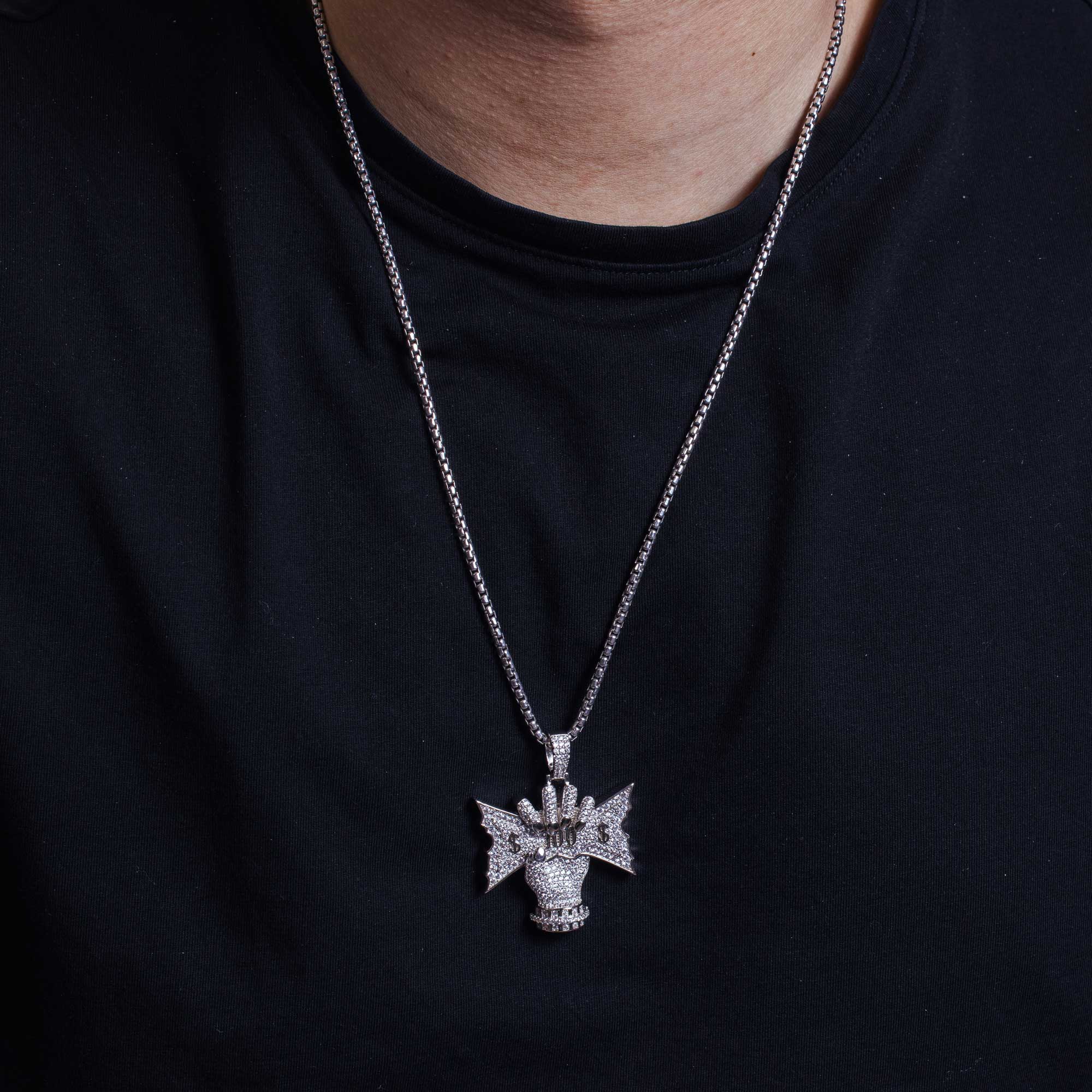 Colgante hip hop CASH CRUNCH de plata de ley 925 rodiada con circonitas - SLP00251
