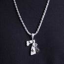 Rhodium Plated 925 Sterling Silver CZ Lucky 7 Hip Hop Pendant - SLP00259