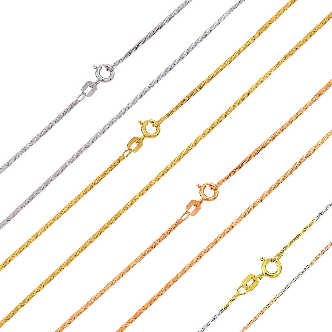 925 Sterling Silver Diamond Cut Slash Snake Chain