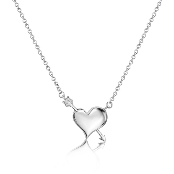 Rhodium Plated 925 Sterling Silver Valentine Heart Necklace Pendant - SOP00182