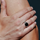 Rhodium Plated 925 Sterling Silver Black Enamel Celtic Design Shank Ring - SOR00003