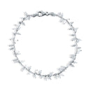 Rhodium Plated 925 Sterling Silver Leaves Link Bracelet - SPB00013RH