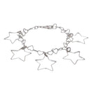 Pulsera de plata de ley 925 con eslabones de estrella y corazón de alto brillo - SPB00026