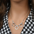 Collar con triple anillo y barra de plata de ley 925 de alto brillo - SPN00012