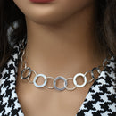 Collar multianillo de plata de ley 925 de alto brillo - SPN00020