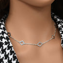 Collar de eslabones con incrustaciones de diamantes en plata de ley 925 de alto brillo - SPN00022