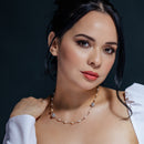 Liquidación - Collar de perlas y circonitas cúbicas bañadas en rodio - SPN00024