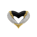 Clearance-Sterling Silver Matte Finish Three-Tone Open Heart Pendant - SPP00004