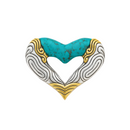 Clearance-Sterling Silver Matte Finish Three-Tone Open Heart Pendant - SPP00004