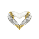 Clearance-Sterling Silver Matte Finish Three-Tone Open Heart Pendant - SPP00004