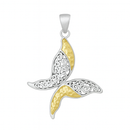 Clearance-Two-Tone 925 Sterling Silver Matte Finish  Filigree Butterfly Pendant - SPP00012
