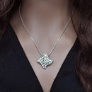 Clearance-Sterling Silver Matte Finish 2 Toned Rock Design Pendant - SPP00018