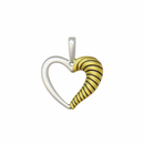 Clearance-Sterling Silver Matte Finish 2 Toned Open Heart Pendant - SPP00021