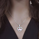 Liquidación - Colgante triple de corazón de nácar rosa en dos tonos de plata de ley - SPP00044