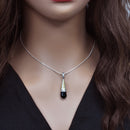 Liquidación - Colgante de péndulo de ónix bicolor en plata de ley - SPP00049