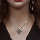 Clearance- Sterling Silver Two-Tone 925 Diamond-Shaped Pendant with Cross Design - SPP00059