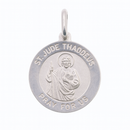 925 Sterling Silver High Polished Sandblasted Saint Jude 15.1mm Pendant - SPP00068