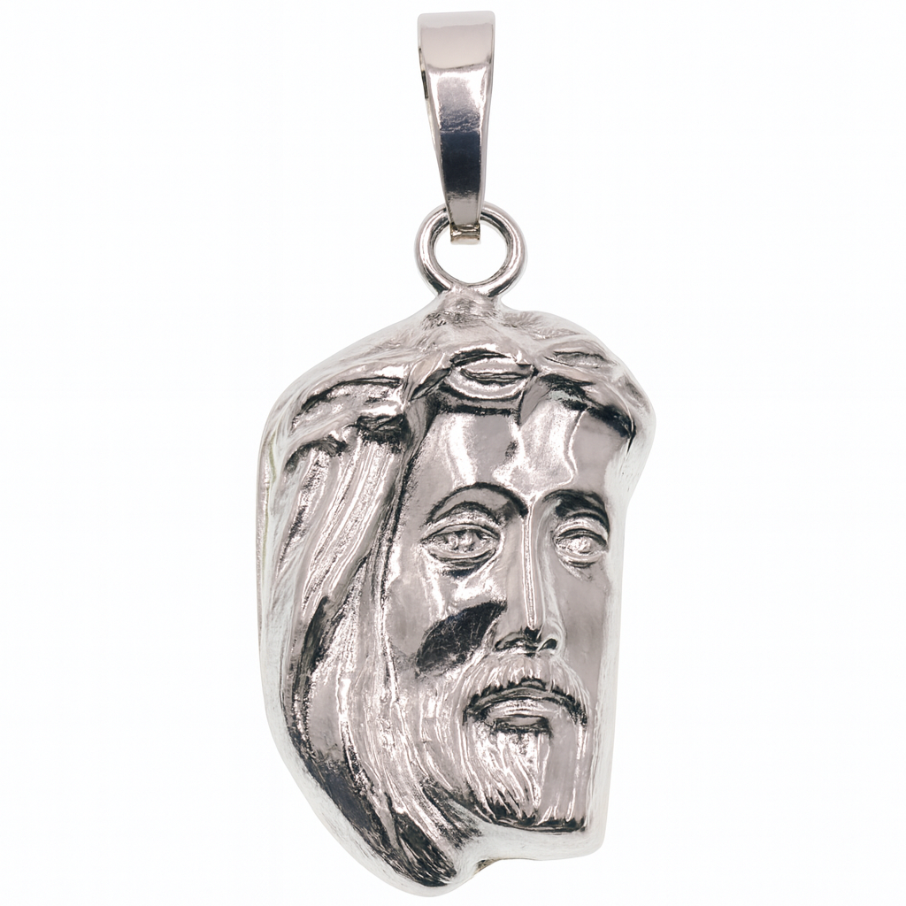 925 Sterling Silver High Polished Jesus Christ 11.5mm x 16mm