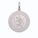925 Sterling Silver High Polished Sandblasted Saint Christopher 18.6mm Round Pendant - SPP00074
