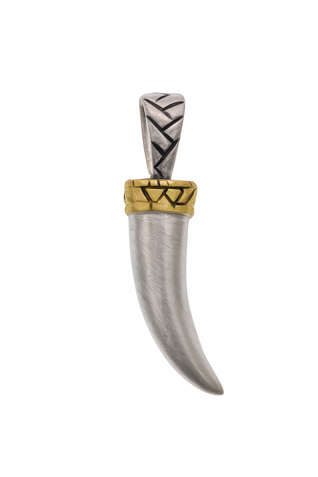 Clearance - 925 Sterling Silver Gold Plated Matte Finish Italian Horn Pendant - SPP00078