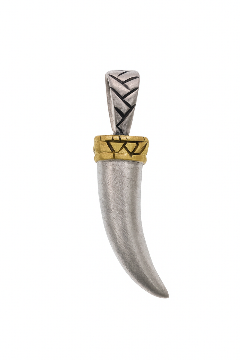 Clearance - 925 Sterling Silver Gold Plated Matte Finish Italian Horn Pendant - SPP00078