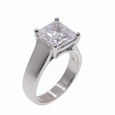 Rhodium Plated 925 Sterling Silver Square Solitaire Matte Ring - SPR00013