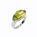 Rhodium Plated 925 Sterling Silver Yellow CZ Cocktail Ring - SPR00017