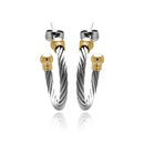 Gold & Rhodium Plated Stainless Steel Cable Hoop Earrings - SSE00024