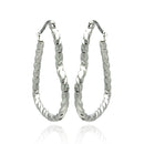 Rhodium Plated Stainless Steel Rope Heart Hoop Earrings - SSE00040