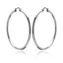 Rhodium Plated Stainless Steel Tube Hoop Earrings - SSE00046
