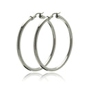 Rhodium Plated Stainless Steel Tube Hoop Earrings - SSE00046