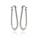 Rhodium Plated Stainless Steel "U" Hoop Earrings - SSE00049