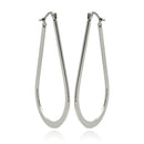 Rhodium Plated Stainless Steel "U" Hoop Earrings - SSE00049