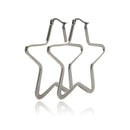 Rhodium Plated Stainless Steel Star Hoop Earrings - SSE00050